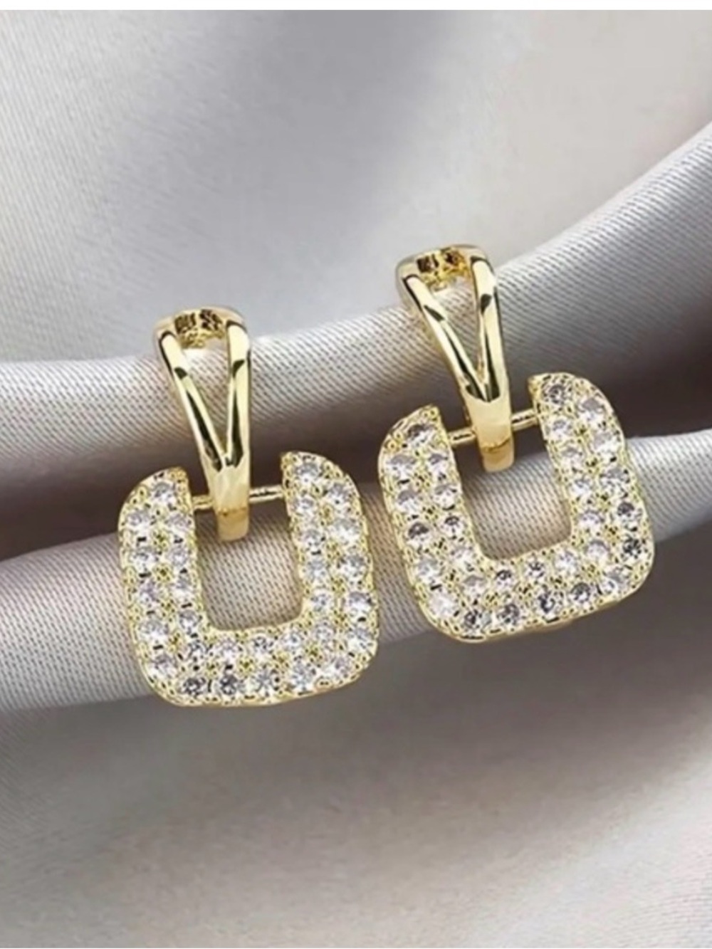 Beginning Boutique Gold Pavé U-Shape Drop Earrings